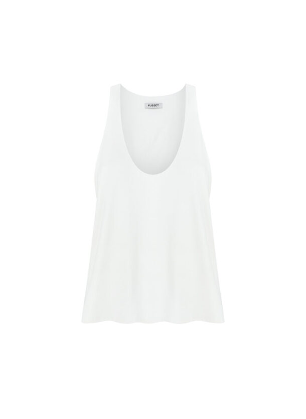 Wycieta bluzka na grubych ramiączkach Fussét TOP w kolorze bieli off-white